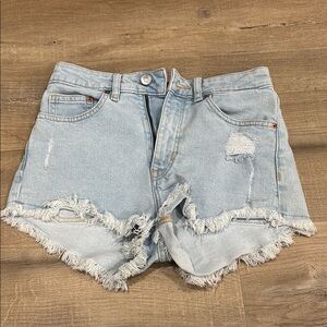 Light Blue Distressed Denim Shorts
